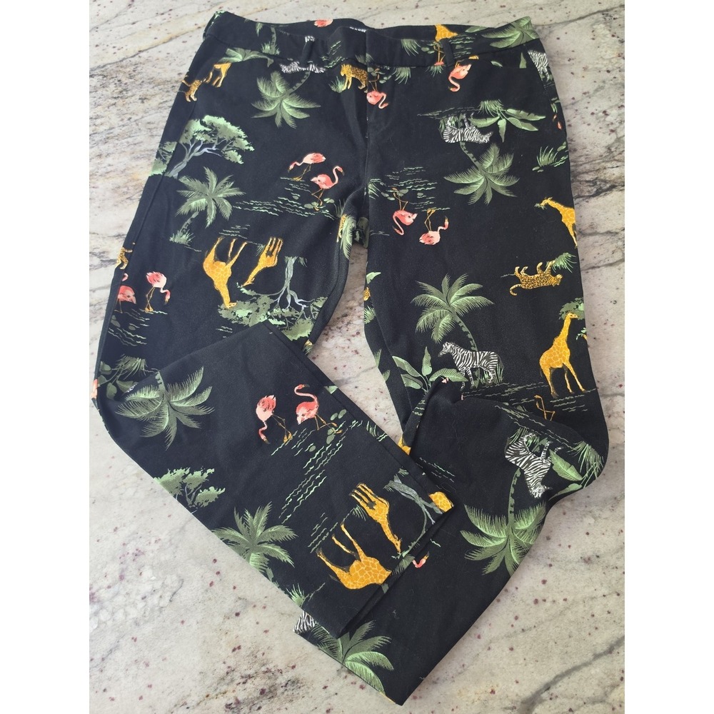 Old Navy safari print flamingo palm tree black pixie ankle length womens size 14
